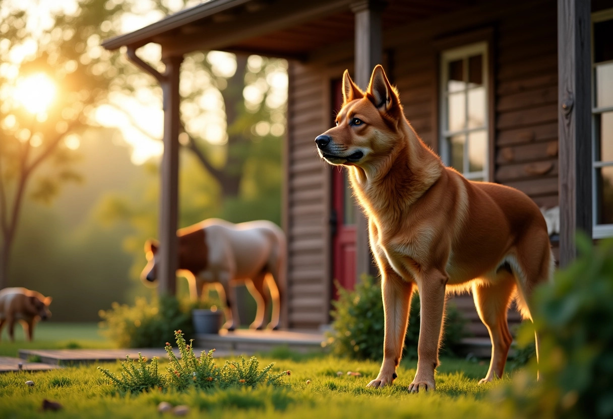 chien bas rouge