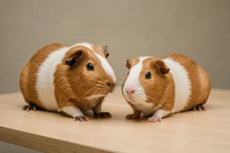Deux cochons d'Inde côte à côte pour comparer morphologie mâle et femelle