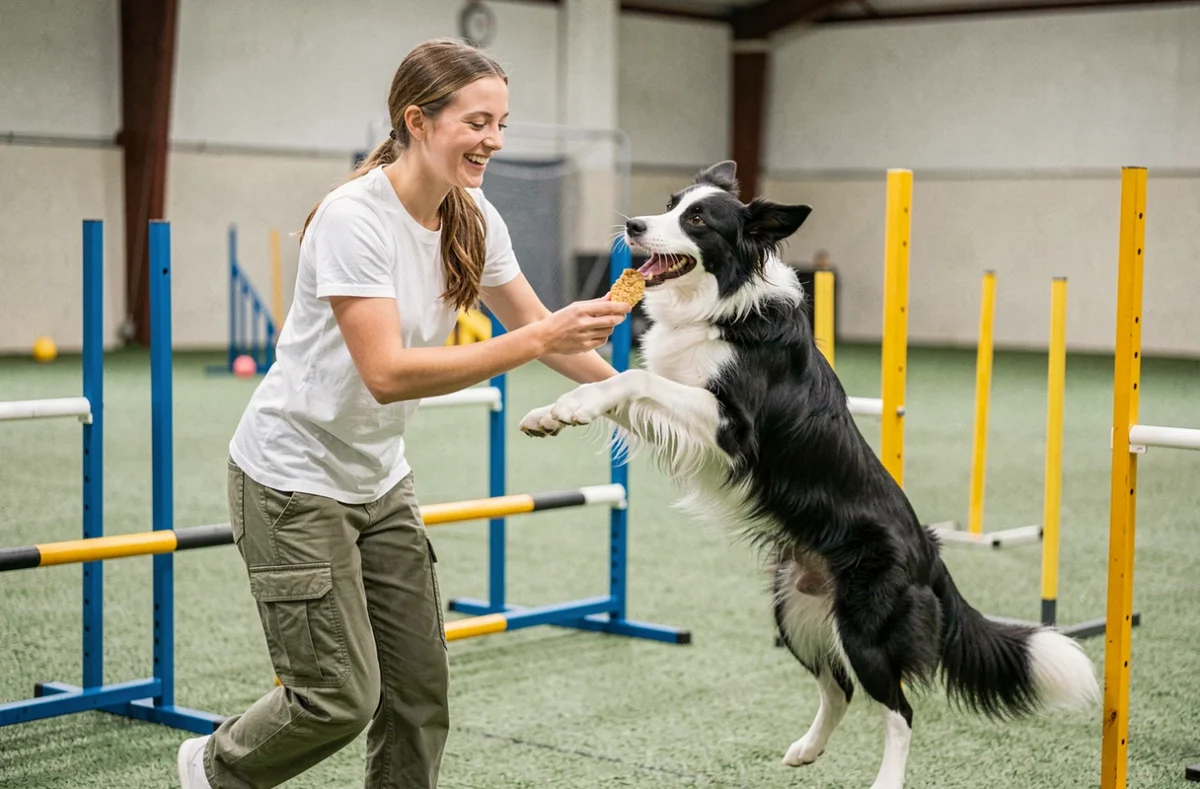 Dog Revolution, séance d'éducation canine positive avec un border collie et récompenses en renforcement positif