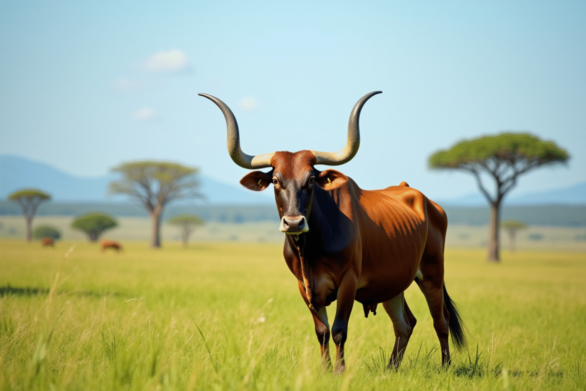 Zebu majestueux dans la savane africaine en plein jour